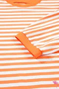 Orange Stripe 3/4 Sleeve Exposed Seam Patchwork Pullover Top
