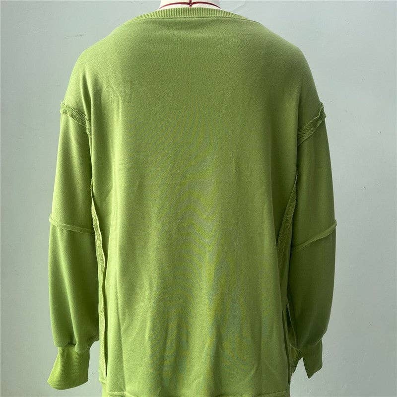 Black Round Neck Long Sleeve Loose Sweatshirt
