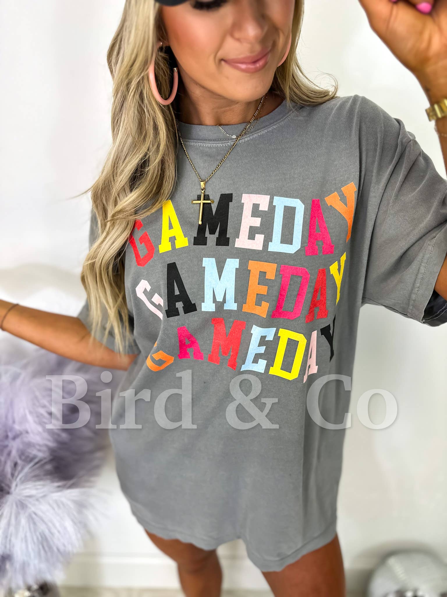 Multicolor Game Day Gray Graphic Tee