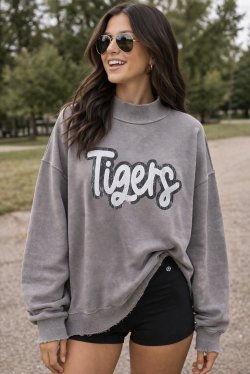 Vintage Tigers Mock Neck Sweatshirt