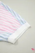 Casual Stripe Oversize Dolman Sleeve Patchwork T Shirt