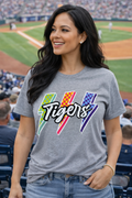 Tigers Lightning Bolt Checkered Tee