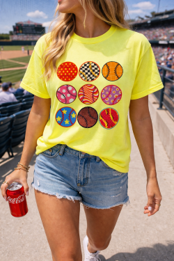 Color Pop Baseball Icons Tee