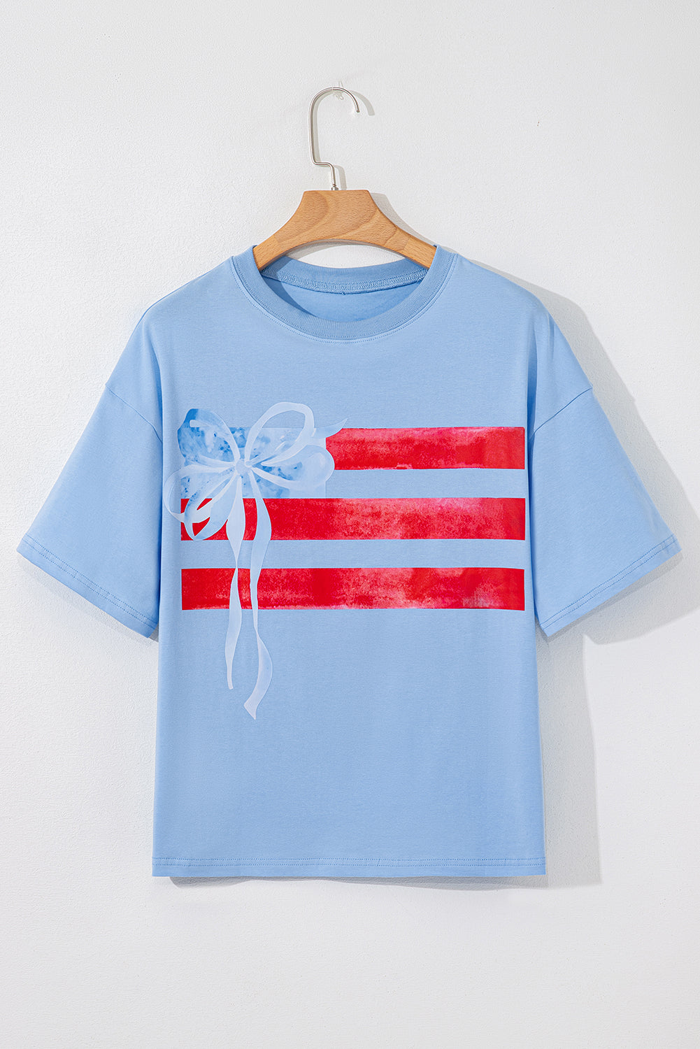 USA Flag Bow Graphic Crewneck Tee