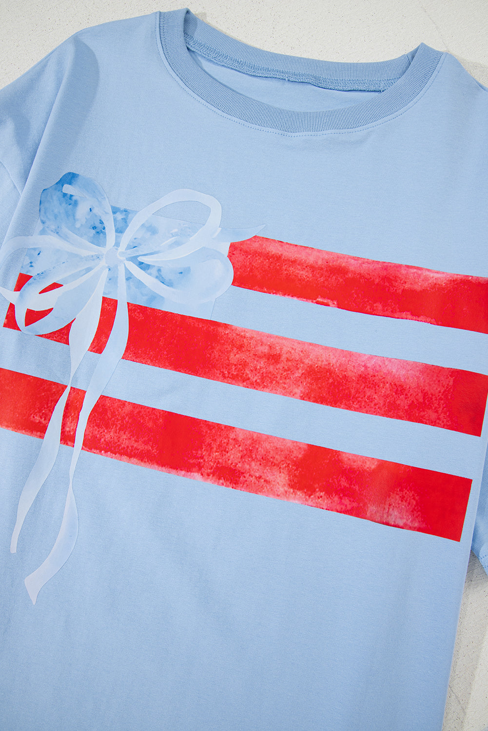USA Flag Bow Graphic Crewneck Tee