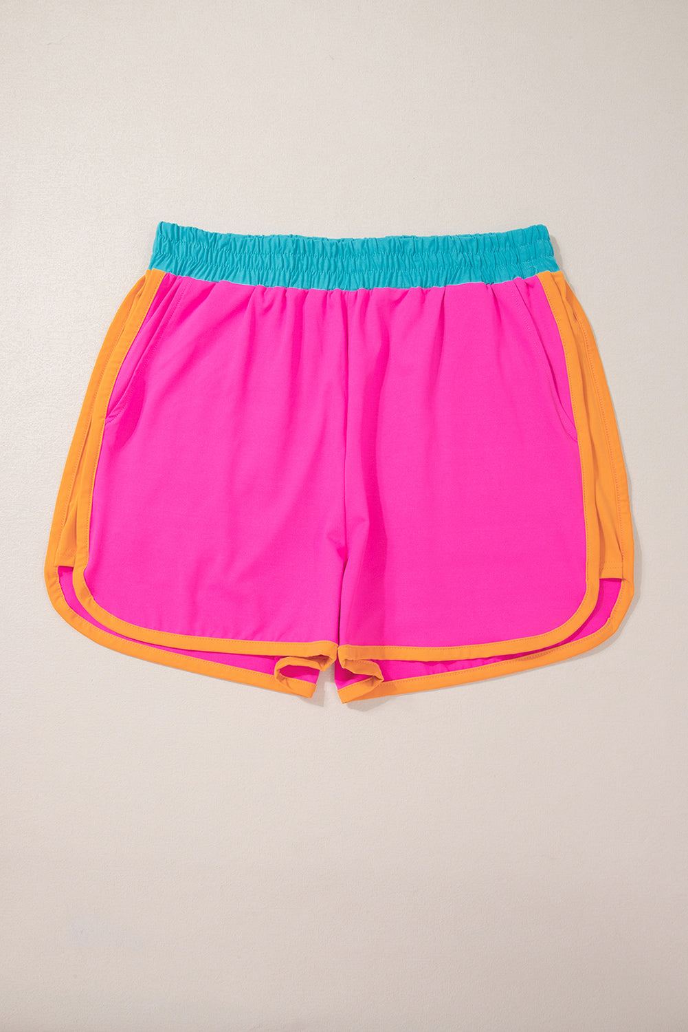 Rose Red Contrast Trim Cap Sleeve Tee Shorts SET