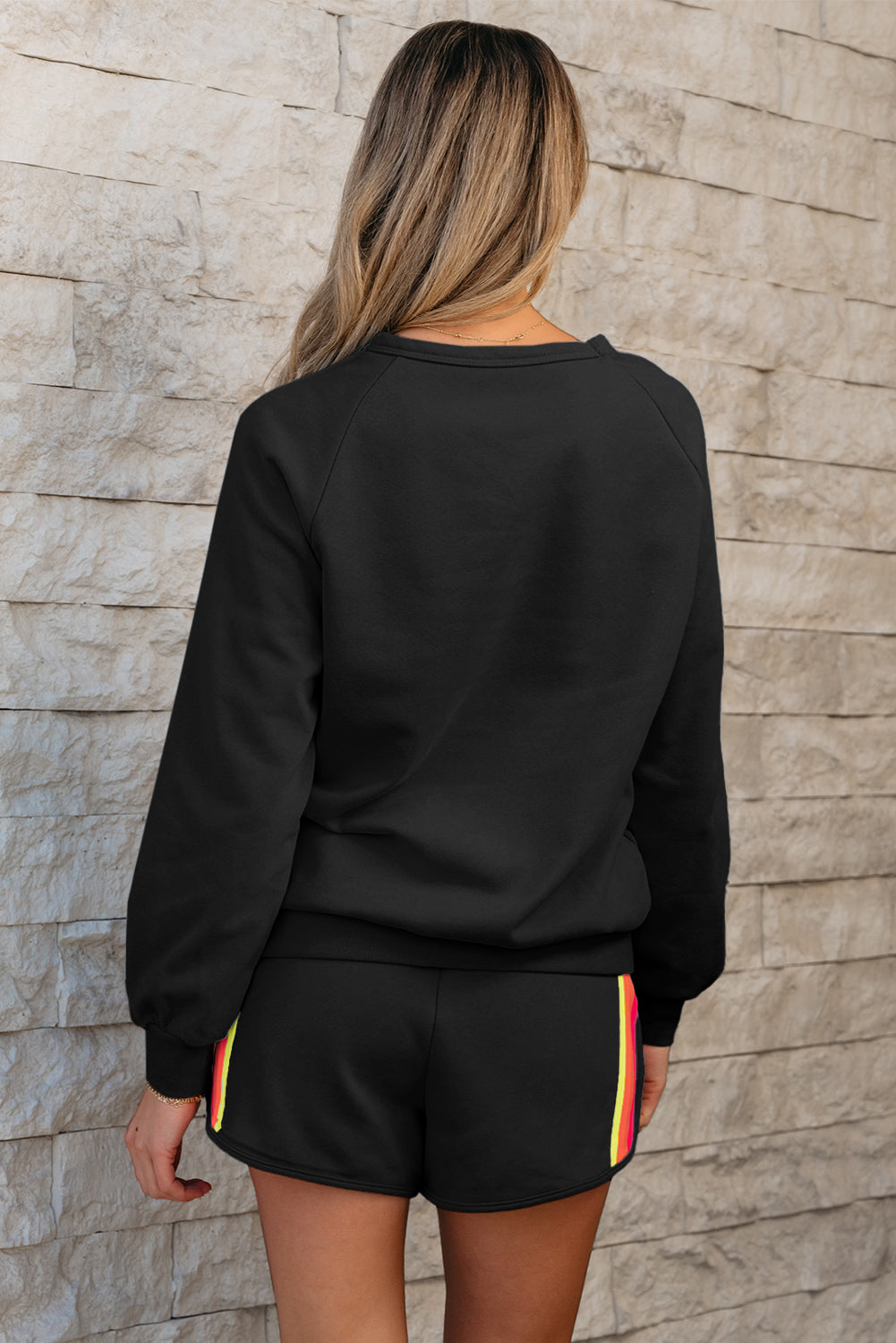 Black Striped, Two-Piece Casual Set