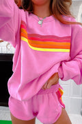 Pink Bonbon Striped 2 pce Short Set (Pink)