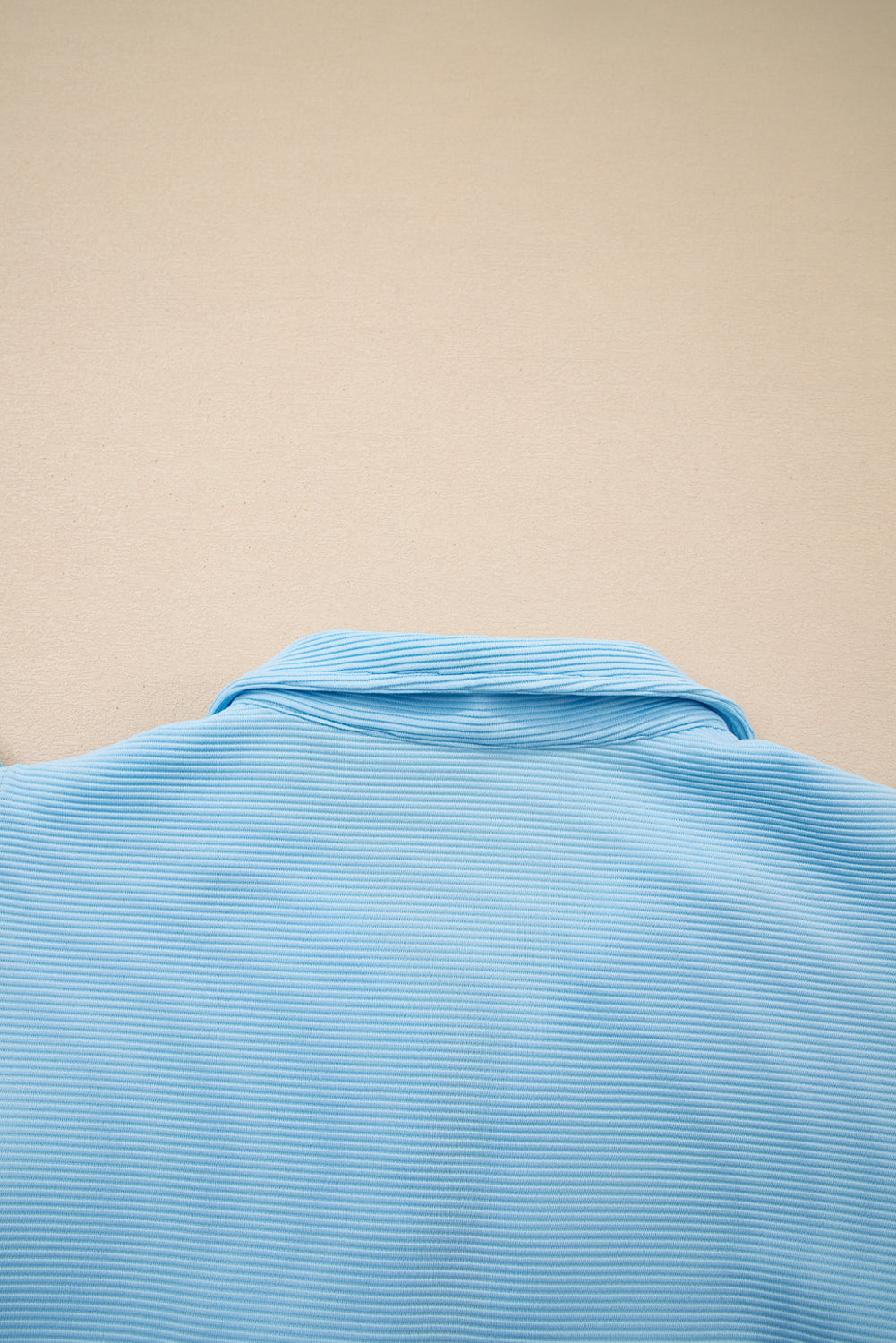 Beau Blue Striped Detail Flutter Sleeve Zipped Collar Short SET