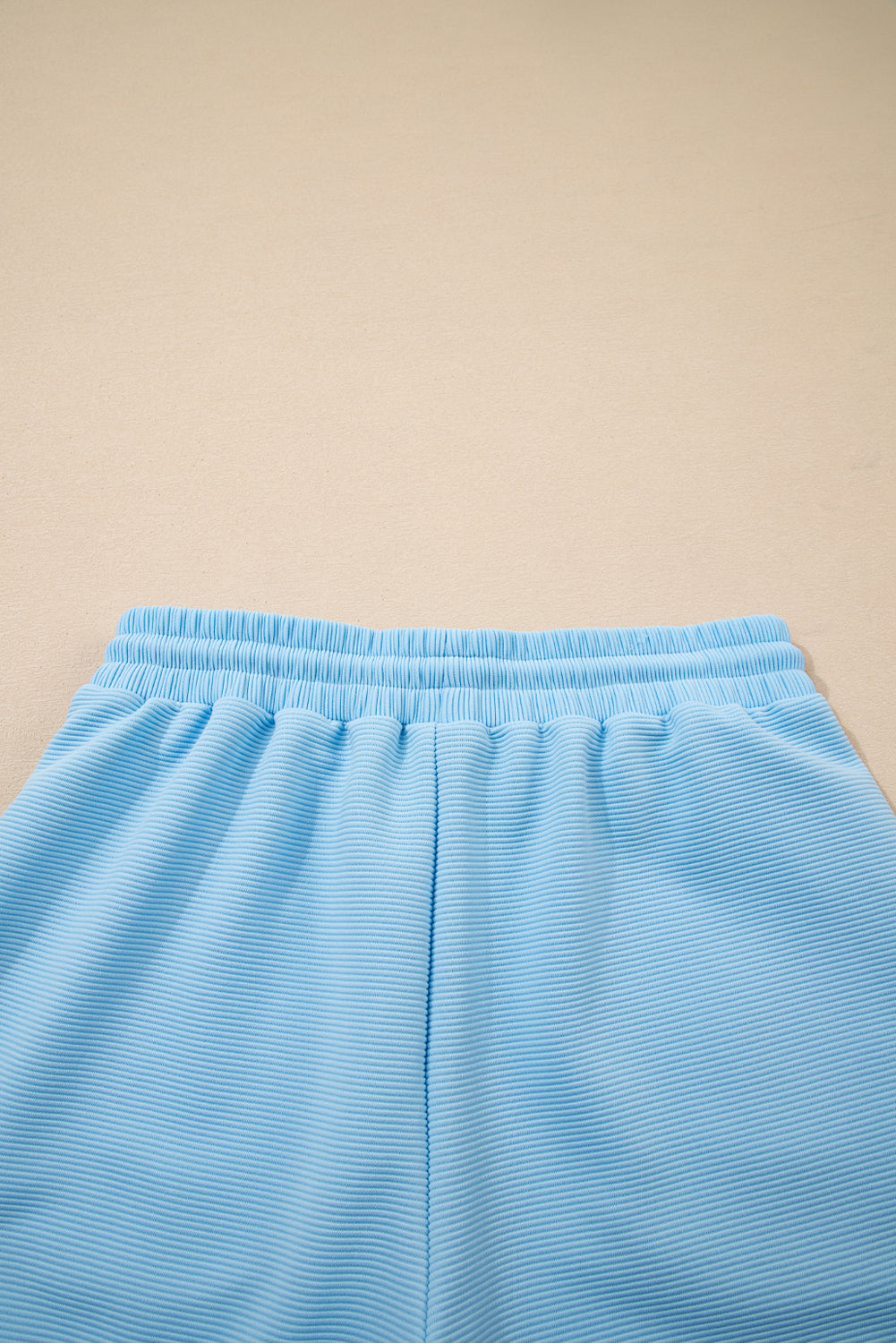 Beau Blue Striped Detail Flutter Sleeve Zipped Collar Short SET