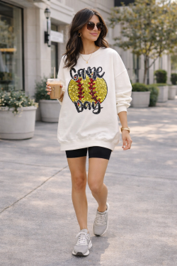 Game Day Glitter Softball Sweatshirt