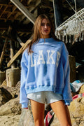 2-in-1!! 'Beach & Lake' Reversible Mock-neck Crop Sweatshirt