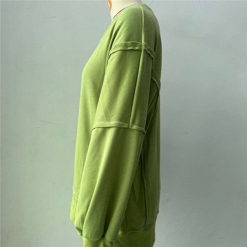 Black Round Neck Long Sleeve Loose Sweatshirt