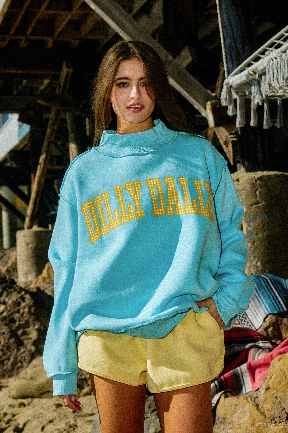 2-in-1!! "Dilly Dally/Lolly Gag" Reversible Mockneck Sweatshirt