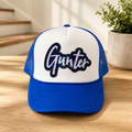 Gunter Rhinestone Trucker Hat – Royal Blue & White