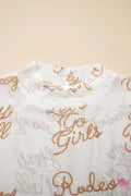 White Howdy Hey Yall Mesh High Neck Long Sleeve Top