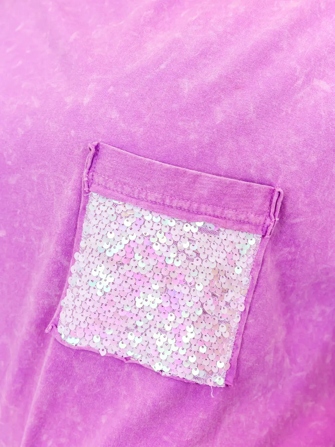 Whiskey Darling Mineral Washed Sequin Pocket shirt (Purple)